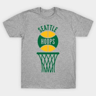 Retro Seattle Hoops Green and Yellow Logo T-Shirt